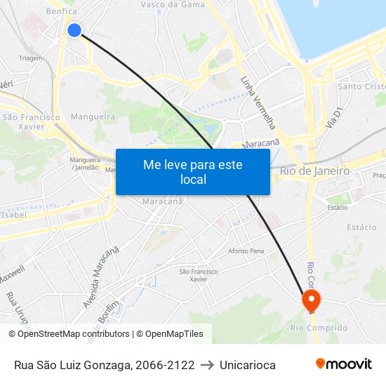 Rua São Luiz Gonzaga, 2066-2122 to Unicarioca map