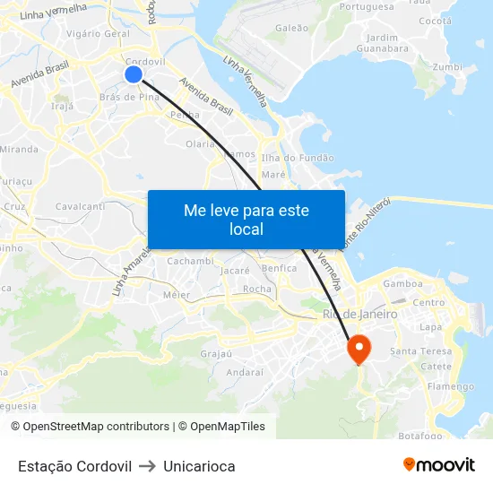 Estação Cordovil to Unicarioca map