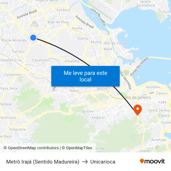 Metrô Irajá (Sentido Madureira) to Unicarioca map