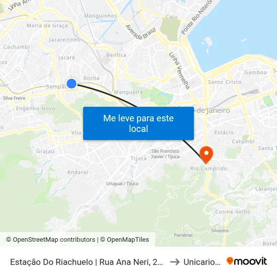 Estação Do Riachuelo | Rua Ana Neri, 2066 to Unicarioca map