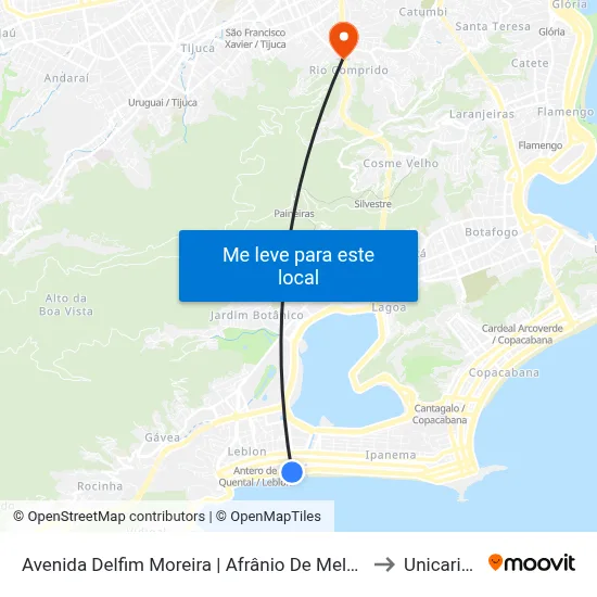 Avenida Delfim Moreira | Afrânio De Melo Franco to Unicarioca map