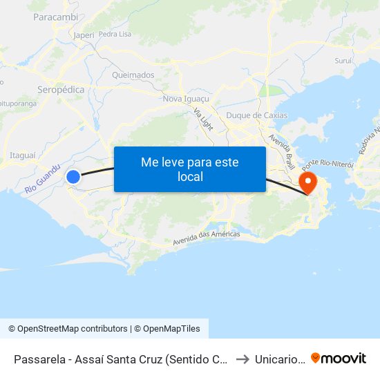 Passarela - Assaí Santa Cruz (Sentido Centro) to Unicarioca map