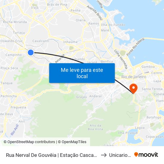 Rua Nerval De Gouvêia | Estação Cascadura to Unicarioca map