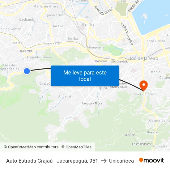 Auto Estrada Grajaú - Jacarepaguá, 951 to Unicarioca map