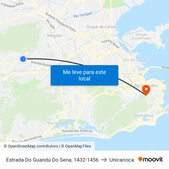 Estrada Do Guandú Do Sena, 1432-1456 to Unicarioca map