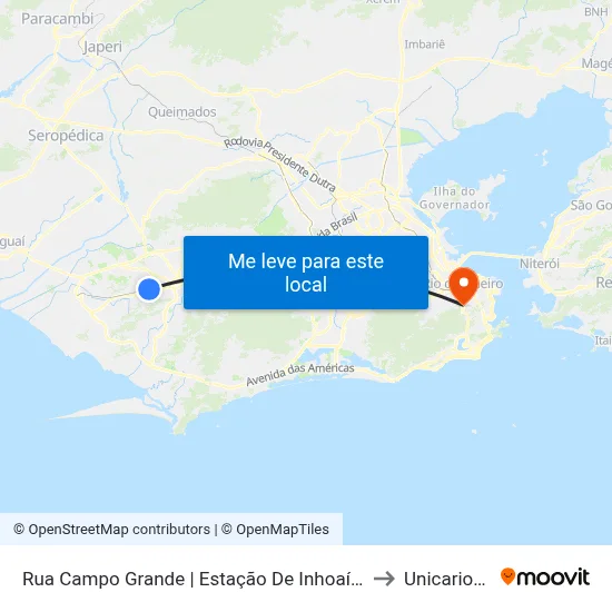 Rua Campo Grande | Estação De Inhoaíba to Unicarioca map