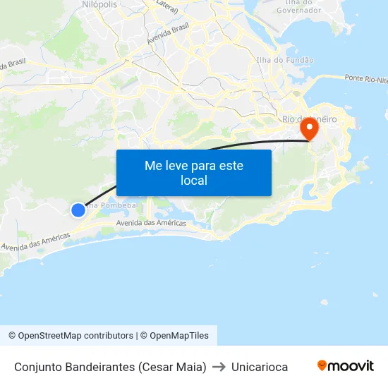 Conjunto Bandeirantes (Cesar Maia) to Unicarioca map