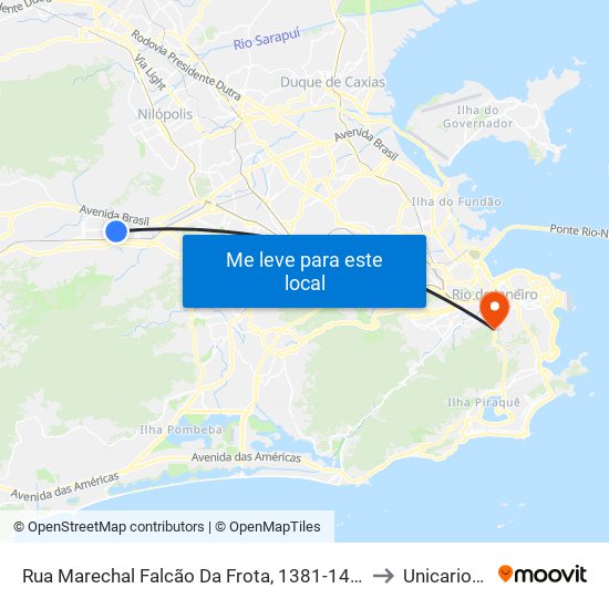 Rua Marechal Falcão Da Frota, 1381-1441 to Unicarioca map