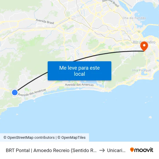 BRT Pontal | Amoedo Recreio (Sentido Recreio) to Unicarioca map