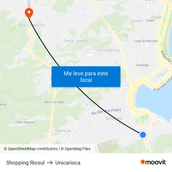 Shopping Riosul to Unicarioca map