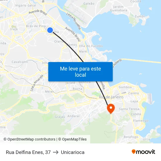 Rua Delfina Enes, 37 to Unicarioca map