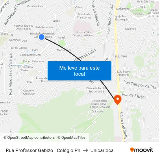 Rua Professor Gabizo | Colégio Ph to Unicarioca map