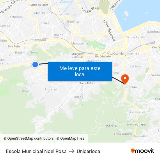Escola Municipal Noel Rosa to Unicarioca map