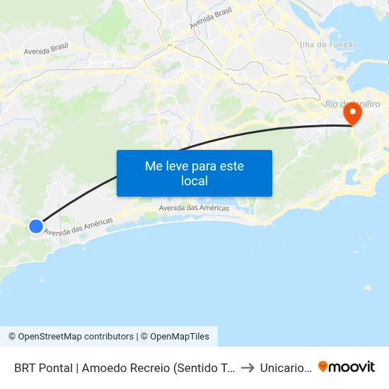 BRT Pontal | Amoedo Recreio (Sentido Túnel) to Unicarioca map