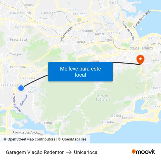Garagem Viação Redentor to Unicarioca map
