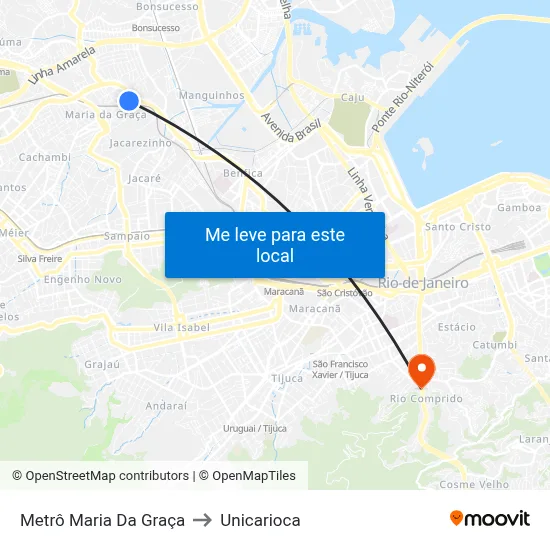 Metrô Maria Da Graça to Unicarioca map
