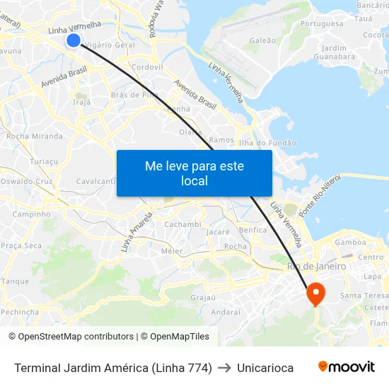 Terminal Jardim América (Linha 774) to Unicarioca map