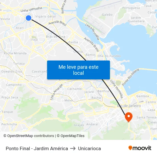 Ponto Final - Jardim América to Unicarioca map