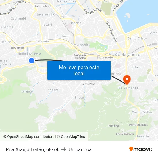 Rua Araújo Leitão, 68-74 to Unicarioca map