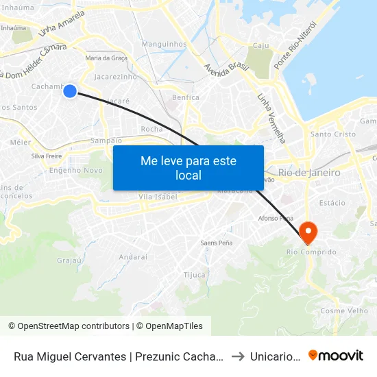Rua Miguel Cervantes | Prezunic Cachambi to Unicarioca map