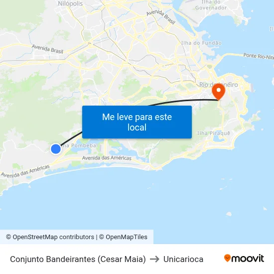 Conjunto Bandeirantes (Cesar Maia) to Unicarioca map