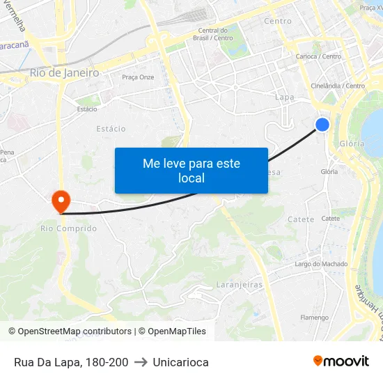Rua Da Lapa, 180-200 to Unicarioca map