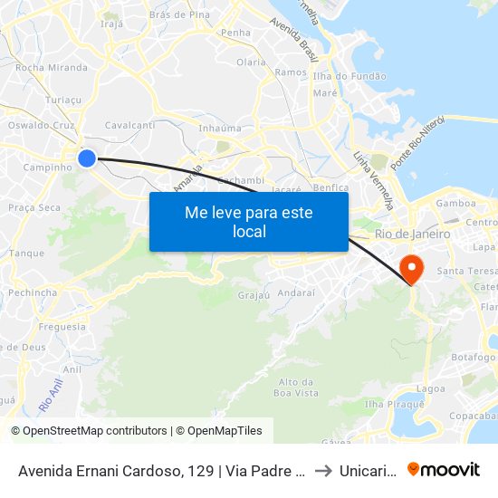 Avenida Ernani Cardoso, 129 | Via Padre Telêmaco to Unicarioca map