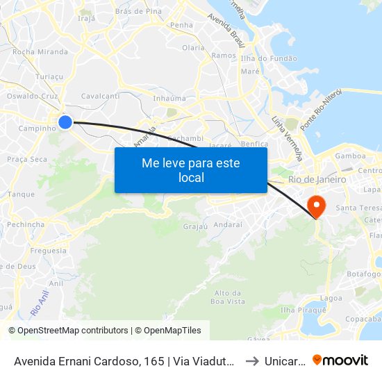 Avenida Ernani Cardoso, 165 | Via Viaduto De Cascadura to Unicarioca map