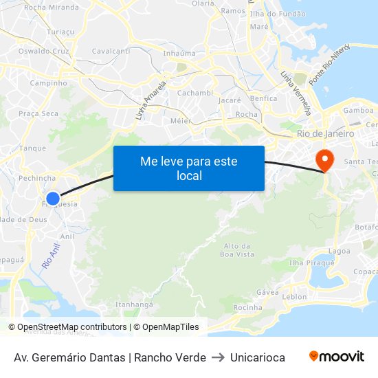 Av. Geremário Dantas | Rancho Verde to Unicarioca map