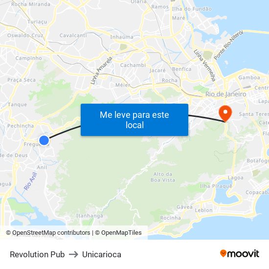 Revolution Pub to Unicarioca map