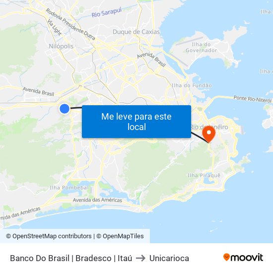 Banco Do Brasil | Bradesco | Itaú to Unicarioca map