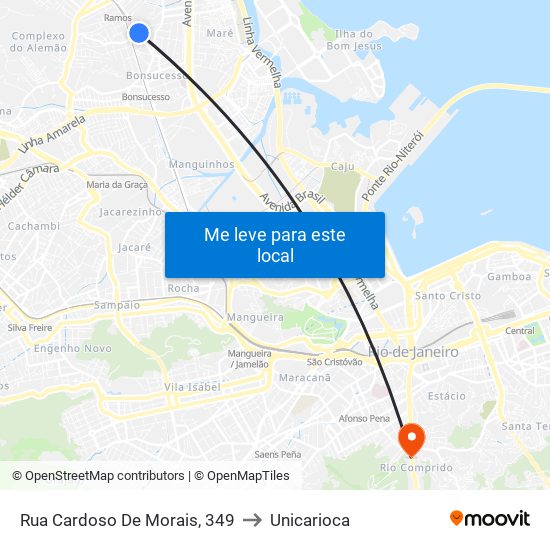 Rua Cardoso De Morais, 349 to Unicarioca map