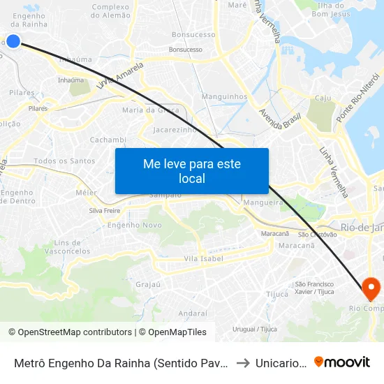 Metrô Engenho Da Rainha (Sentido Pavuna) to Unicarioca map