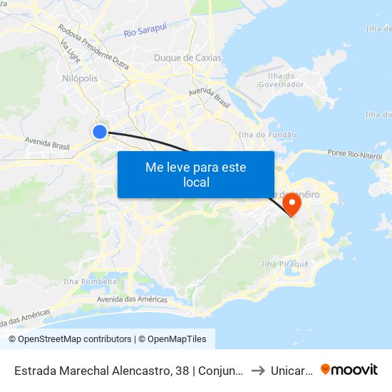 Estrada Marechal Alencastro, 38 | Conjunto Promorar 2 to Unicarioca map