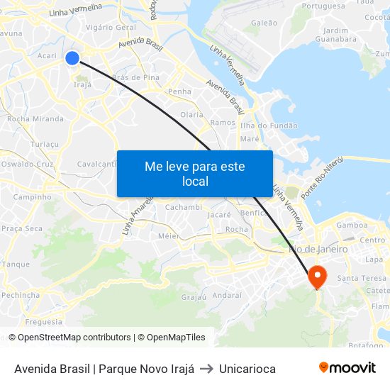 Avenida Brasil | Parque Novo Irajá to Unicarioca map