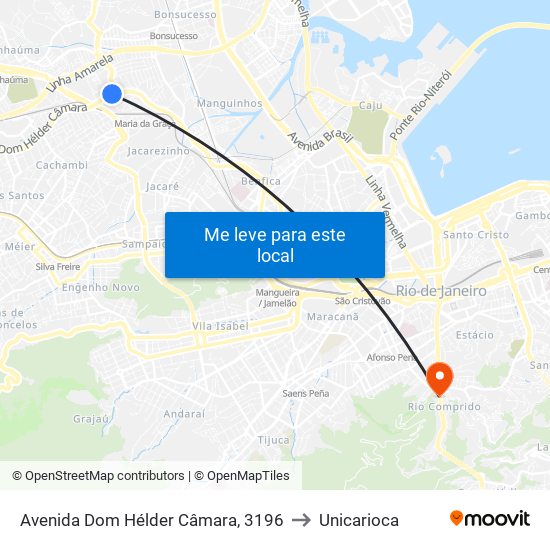 Avenida Dom Hélder Câmara, 3196 to Unicarioca map