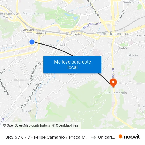 BRS 5 / 6 / 7 - Felipe Camarão / Praça Maracanã to Unicarioca map