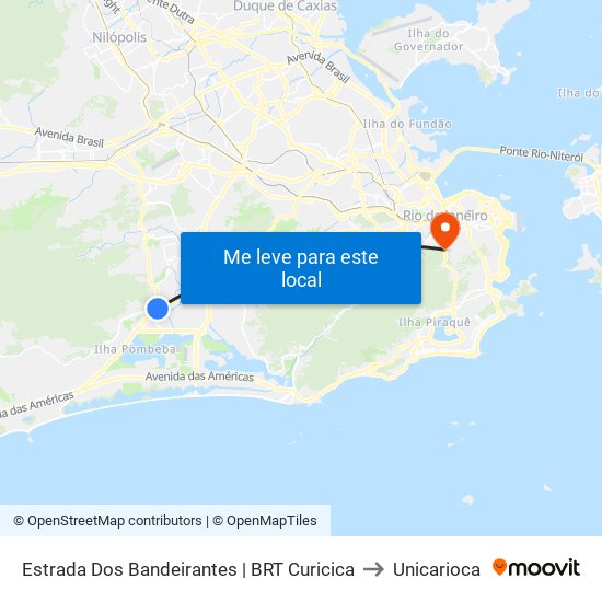 Estrada Dos Bandeirantes | BRT Curicica to Unicarioca map