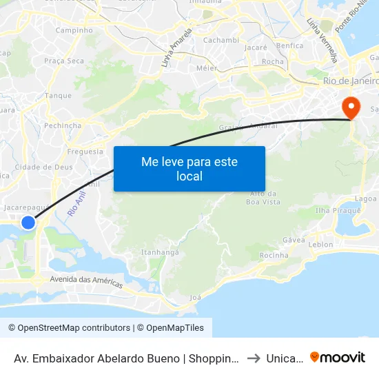 Av. Embaixador Abelardo Bueno | Shopping Metropolitano Barra to Unicarioca map