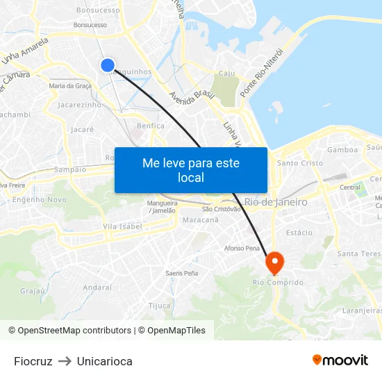 Fiocruz to Unicarioca map