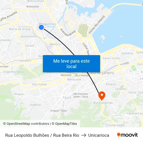 Rua Leopoldo Bulhões / Rua Beira Rio to Unicarioca map
