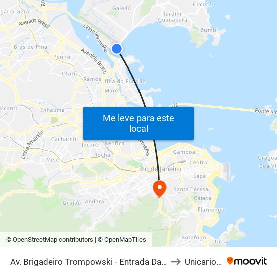 Av. Brigadeiro Trompowski - Entrada Da Ilha to Unicarioca map