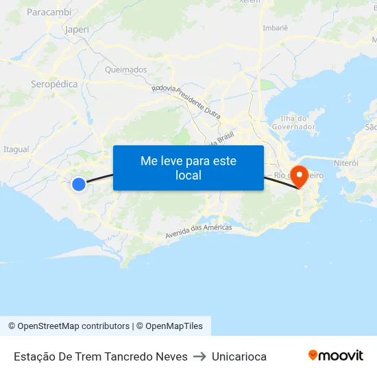 Estação De Trem Tancredo Neves to Unicarioca map