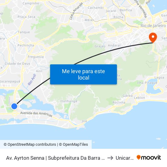Av. Ayrton Senna | Subprefeitura Da Barra E Jacarepaguá to Unicarioca map