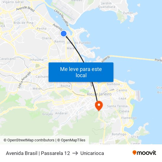 Avenida Brasil | Passarela 12 to Unicarioca map