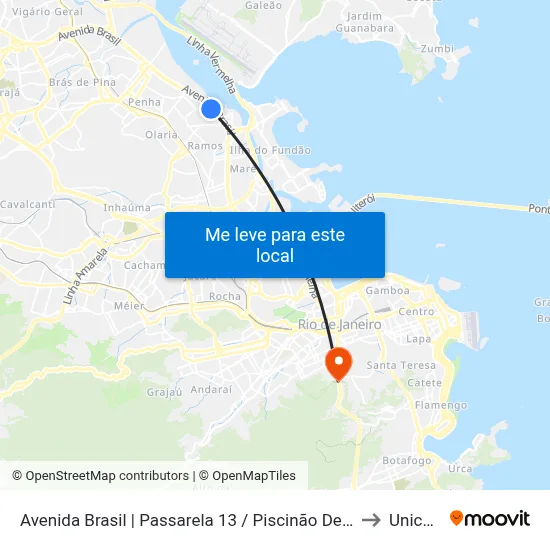 Avenida Brasil | Passarela 13 / Piscinão De Ramos (Sentido Centro) to Unicarioca map