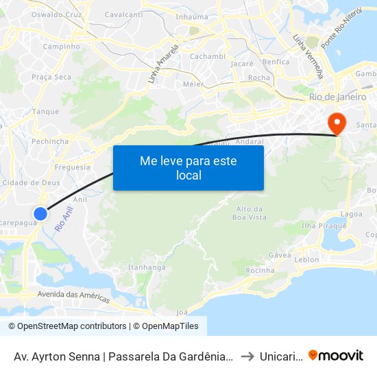 Av. Ayrton Senna | Passarela Da Gardênia | Sesc/Senac to Unicarioca map