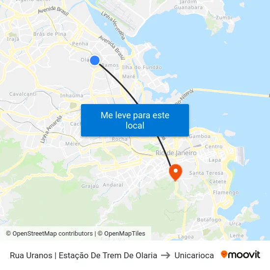 Rua Uranos | Estação De Trem De Olaria to Unicarioca map