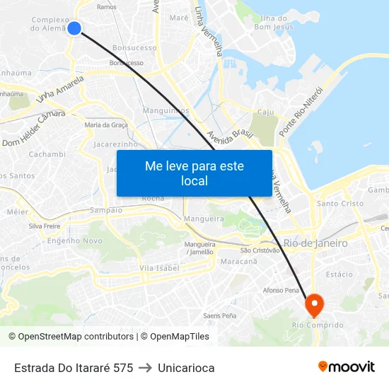Estrada Do Itararé 575 to Unicarioca map