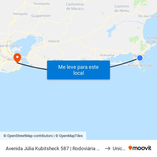 Avenida Júlia Kubitsheck 587 | Rodoviária De Cabo Frio (Sentido São Pedro) to Unicarioca map